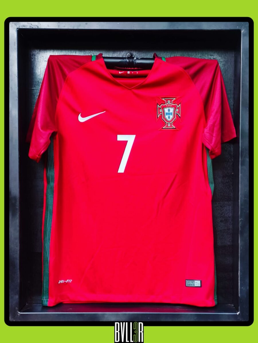 Cristiano Ronaldo Euro 2016 Jersey, Portugal National Team Kit, Ronaldo Football Shirt, Euro 2016 Final Kit, Portugal 2016 Champion Jersey, Ronaldo Highlight Jersey, Football Shirt Collector Item, BVLL3R Ronaldo Kit, Historic Football Memorabilia, Soccer Jersey Display Case, Portugal Retro Football Kit, Ronaldo Trophy Win Shirt, Euro Final Portugal Shirt, Rare Football Shirt with Hologram, Ronaldo Legacy Jersey