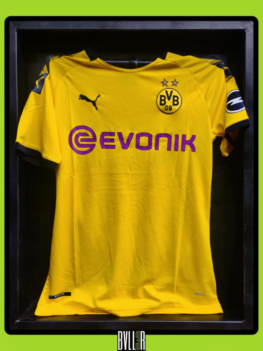 Erling Haaland 2019/20 Borussia Dortmund jersey in BVLL3R case with full hologram upload of every goal and assist during his time at BVB.