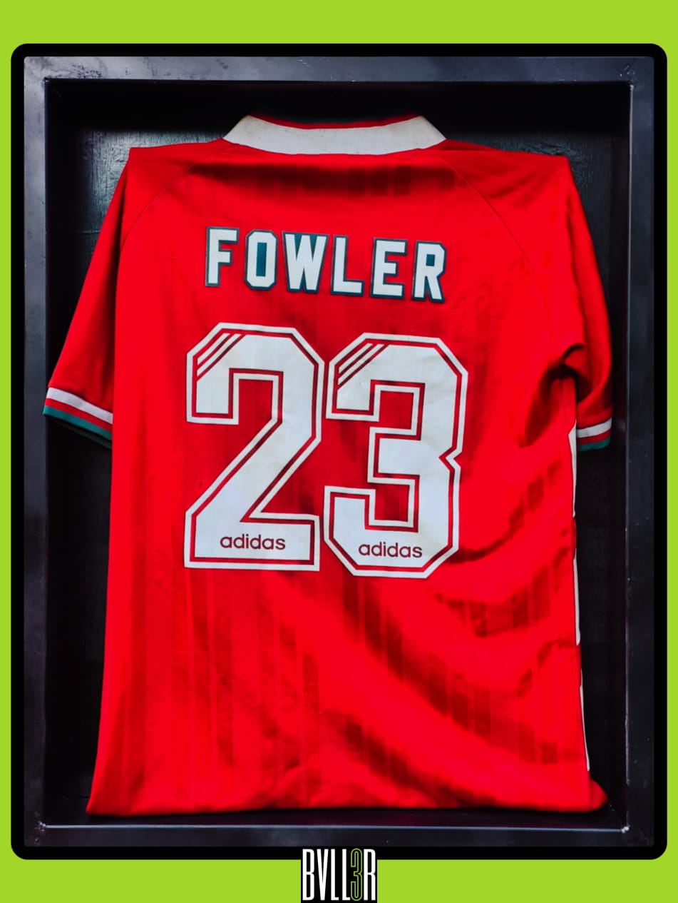 BVLL3R display of Robbie Fowler’s 94/95 Liverpool kit, with a hologram showcasing every key moment of his season, from his goals to assists.